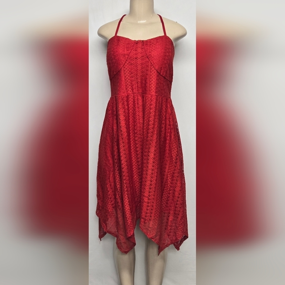No Boundaries XXL Lace Dress Asymmetrical Open Back Padded Bra Spaghetti Straps